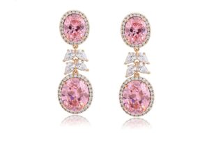 Blush Radiance – Pink CZ Drop Earrings