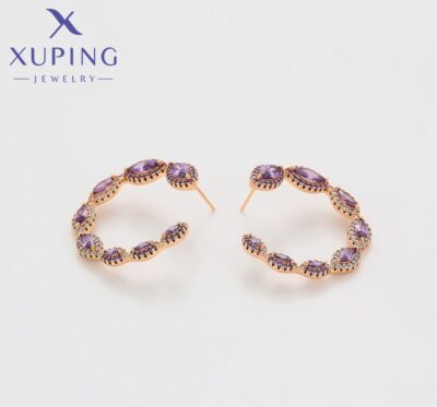 Elegant Purple Marquise Hoop Earrings – Luxury Meets Everyday Style - Image 2