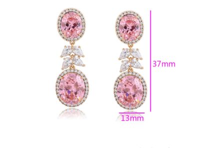 Blush Radiance – Pink CZ Drop Earrings - Image 2