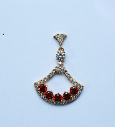 Crimson Radiance Fan Earrings – Sterling Silver S925 - Image 4
