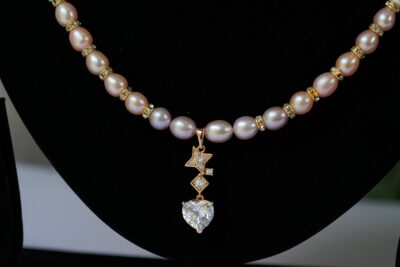 Elegance Eternal – Freshwater Pearl Necklace & Earring Set with CZ & Sterling Silver S925 - Image 4
