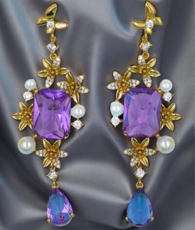 Amethyst Garden Luxe Earrings – Sterling Silver S925 - Image 2