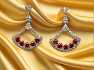 Crimson Radiance Fan Earrings – Sterling Silver S925
