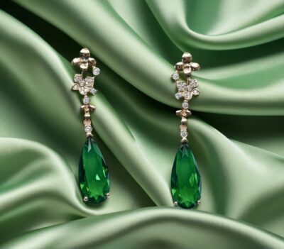 Emerald Grace Drop Earrings – Sterling Silver S925