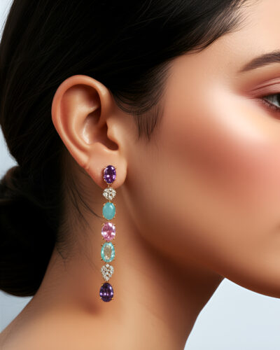 Celeste Sparkle Drop Earrings – Sterling Silver S925 - Image 2