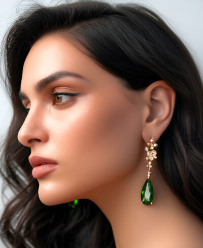 Emerald Grace Drop Earrings – Sterling Silver S925 - Image 2
