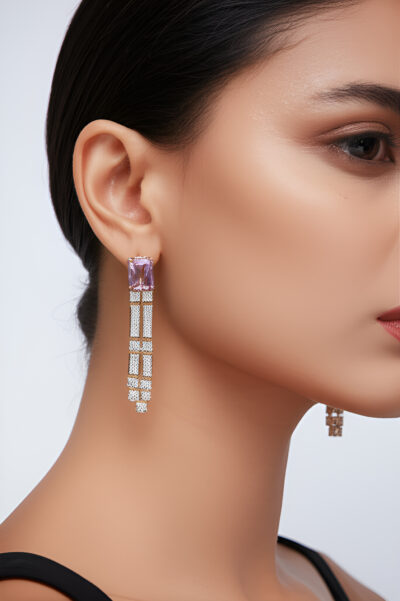 Radiant Princess Drop Earrings – Sterling Silver S925 - Image 2
